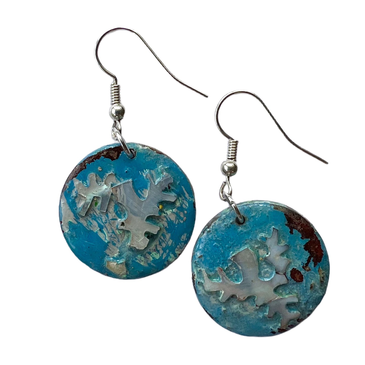 Blue round lacquer earrings Auckland NZ online Sky 03