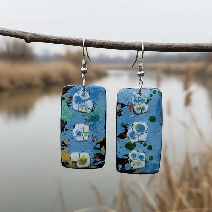 Handmade earrings made from coconut shell Auckland NZ River 01