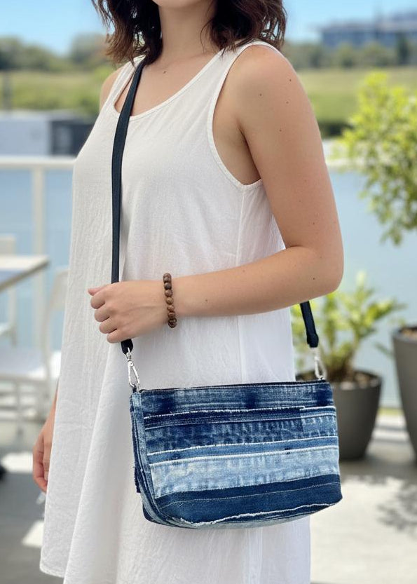 Upcycled denim bag for women in any occasions
