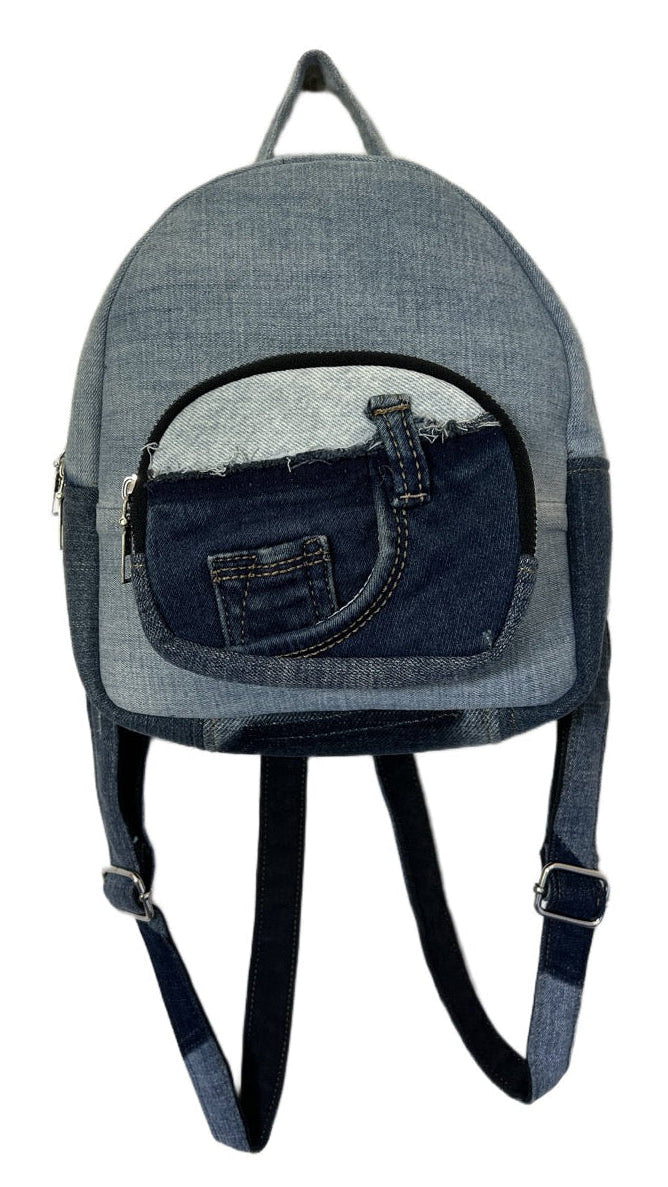 One-of-a-kind denim mini backpack - unisex backpack