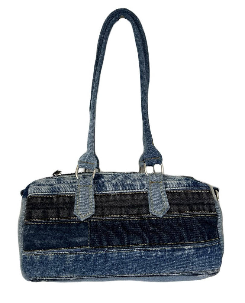 Upcycled  denim barrel bag NZ online one-of-a-kind
