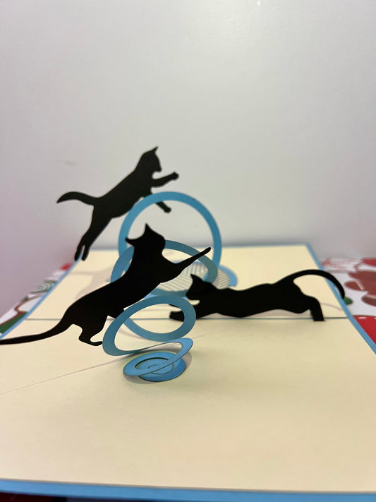 Cats 3D card - open