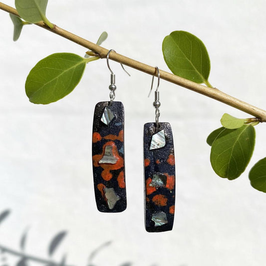 Unique lacquer earrings with black and red color online in Auckland