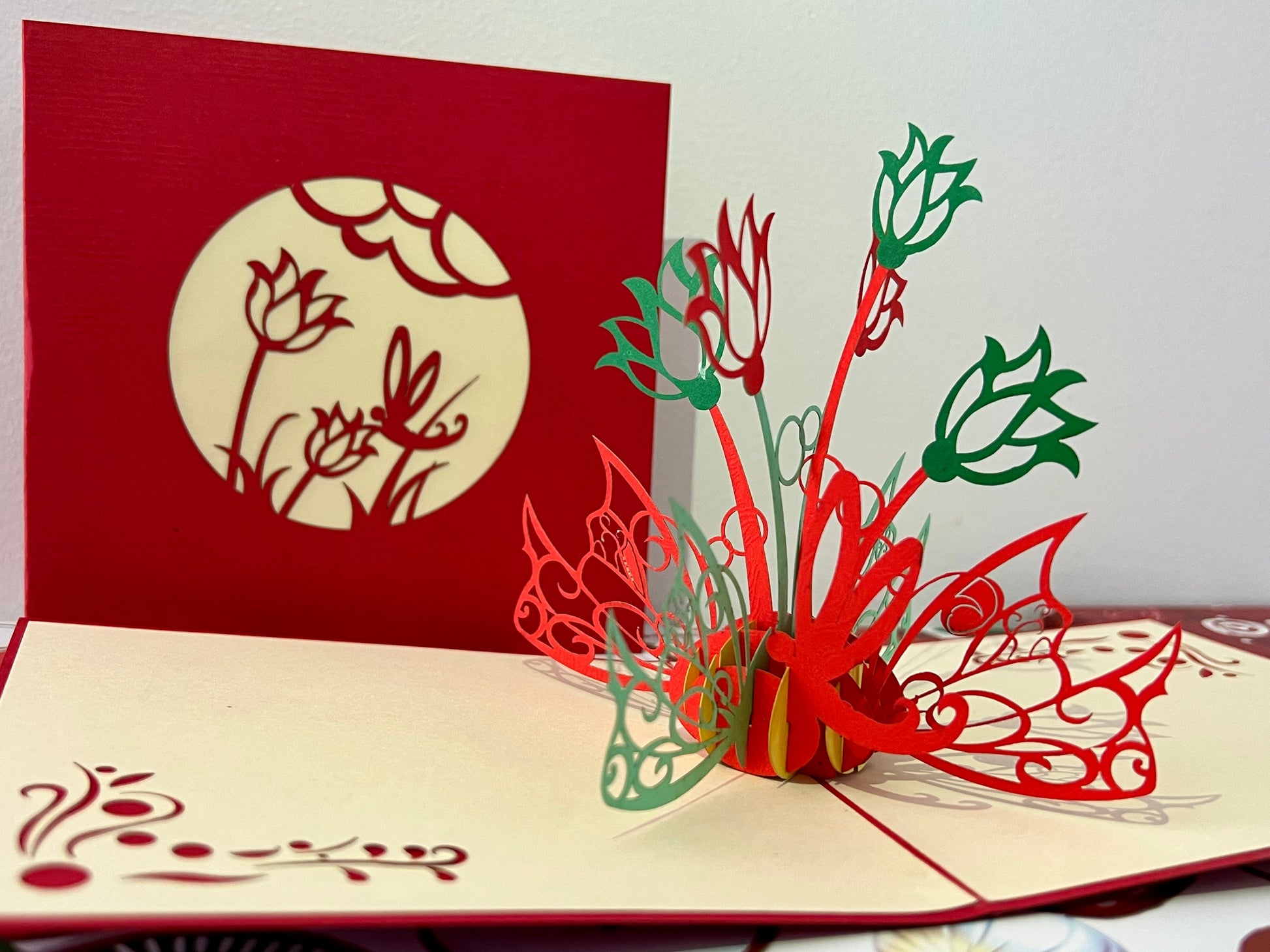 Blooming Beauty handmade card - inside and outside