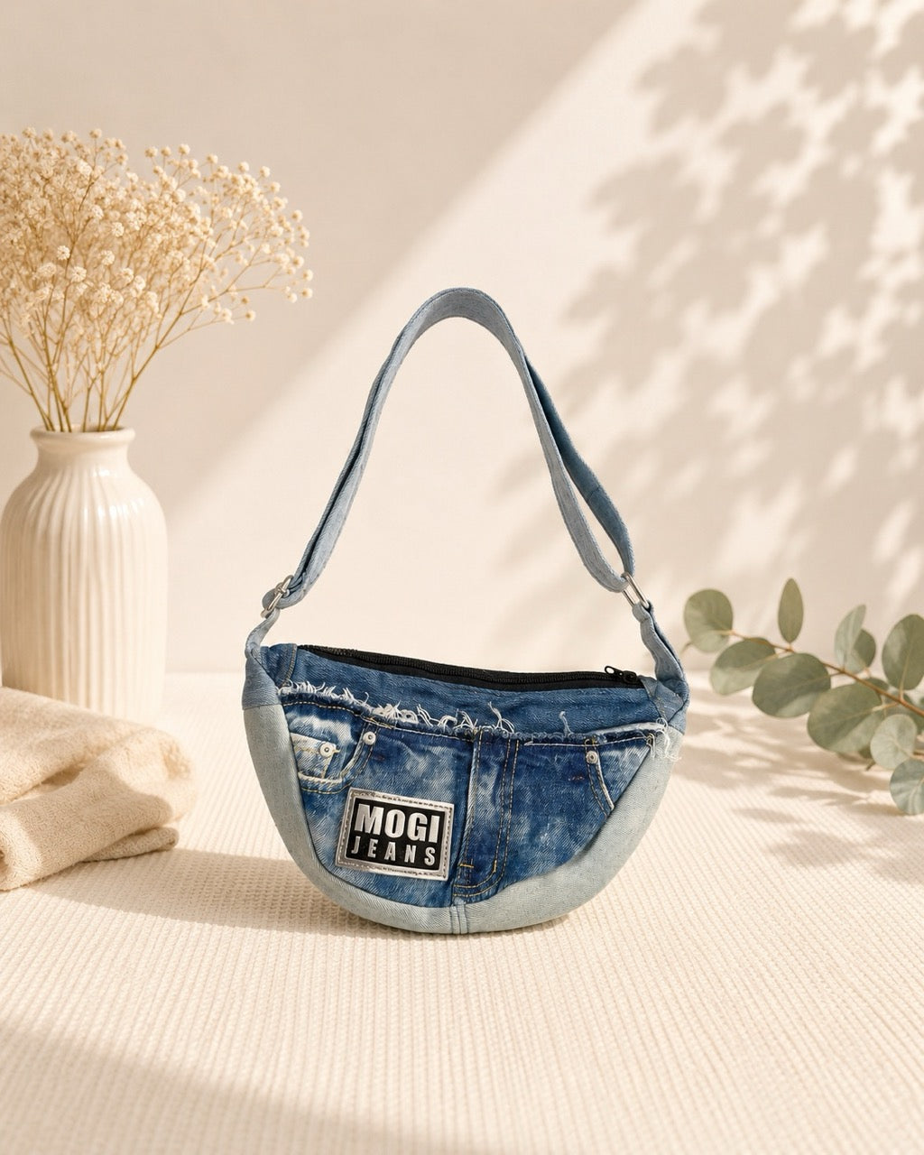 Upcycled denim bum bag for men