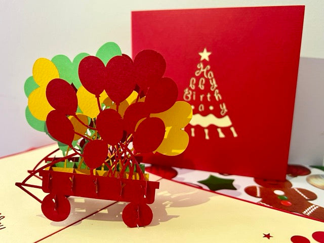 Birthday - Colorful balloons popup card New Zealand
