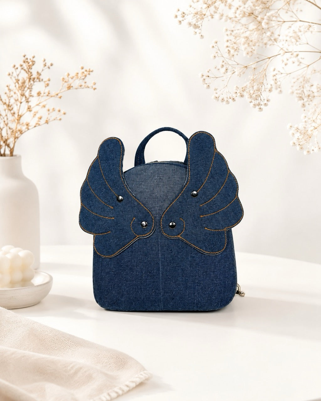 Dark Blue Bird Mini Backpack