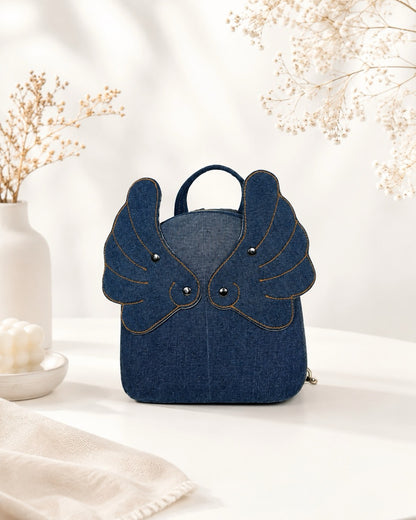 Dark Blue Bird Mini Backpack