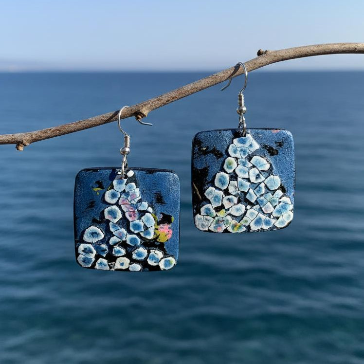 Unique lightweight lacquer earrings online New Zealand Ocean 01
