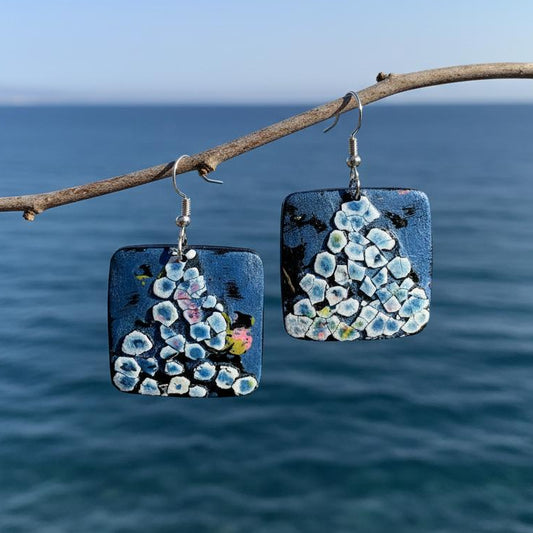 Unique lightweight lacquer earrings online New Zealand Ocean 01