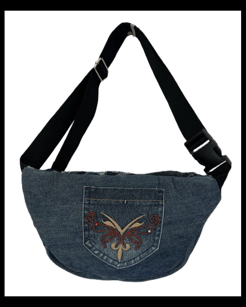 Men Unique upcycled denim bum bag Auckland online