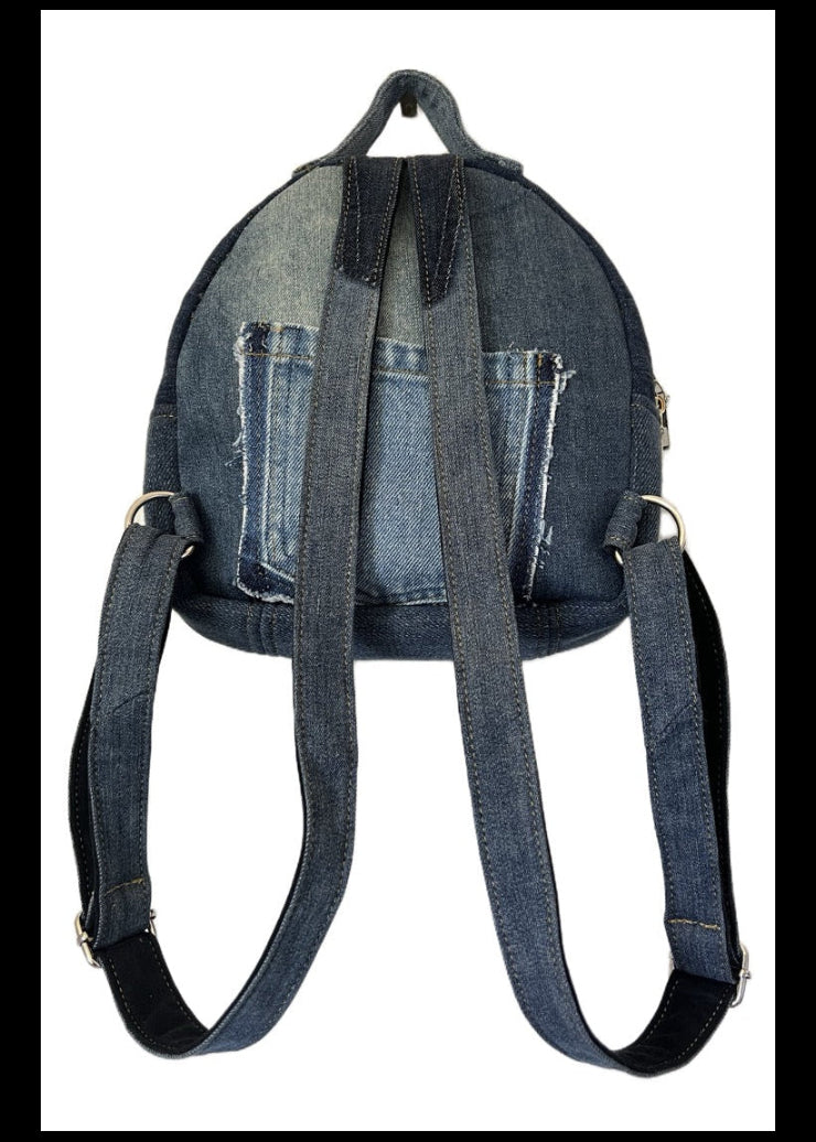 Unique hancrafted mini backpack made from denim - NZ - unisex backpack