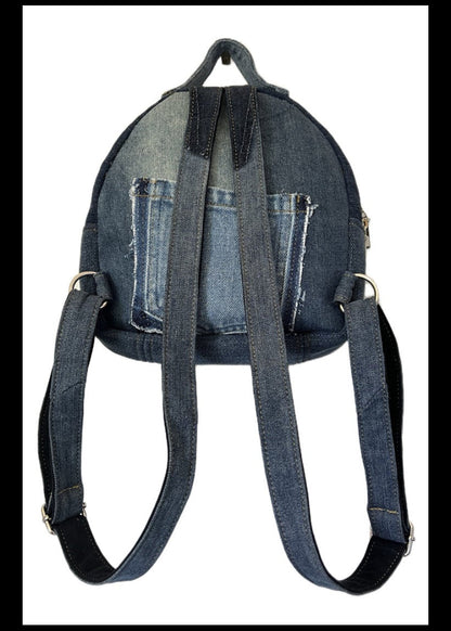 Unique hancrafted mini backpack made from denim - NZ - unisex backpack