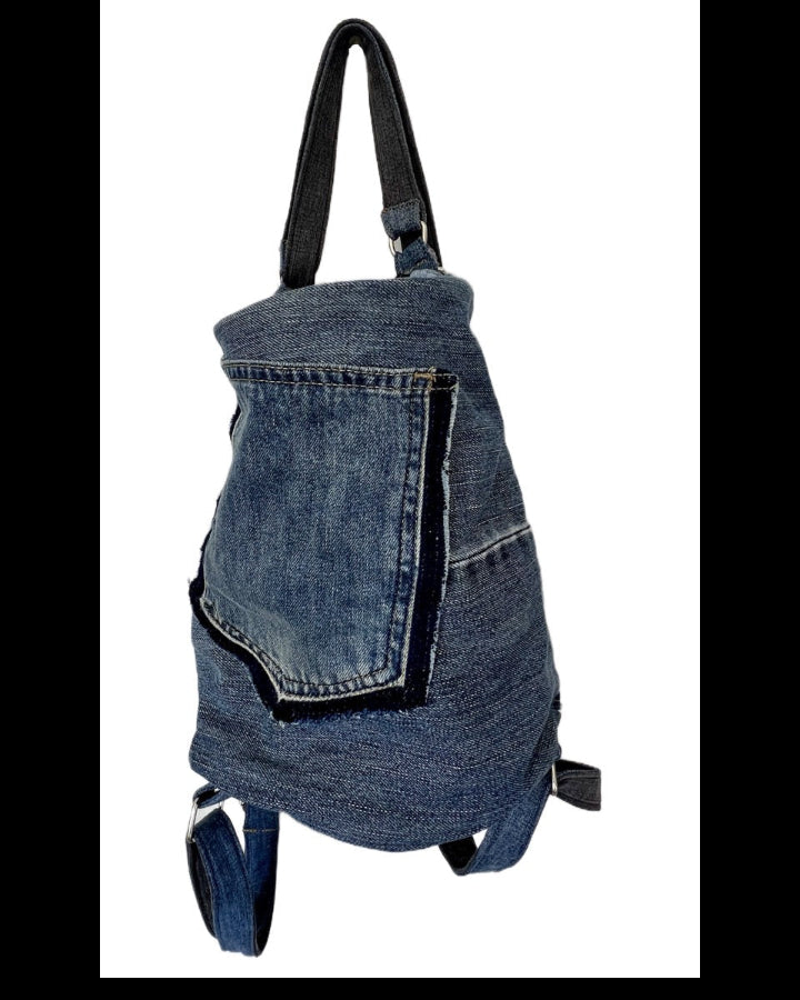 Unisex upcycled denim backpack online NZ