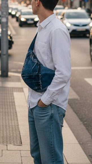 One-of-a-kind upcycled denim fancy bag NZ online