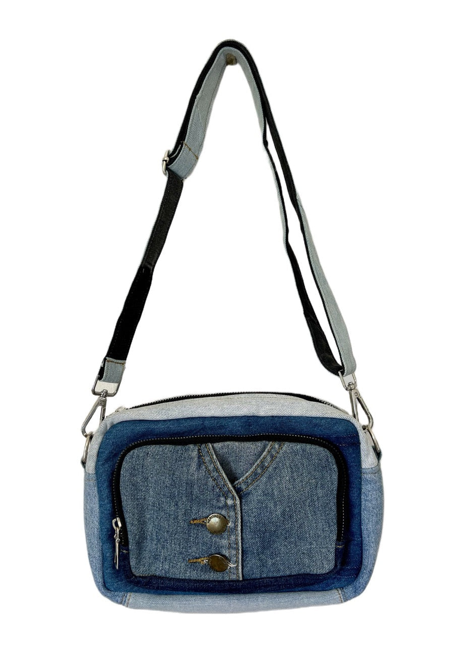Upcycled denim crossbody bag for women handmade New Zealand online