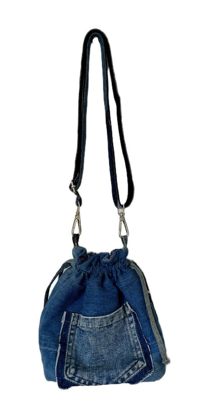 Unique upcycled denim drawstring bag for her - Online NZ 