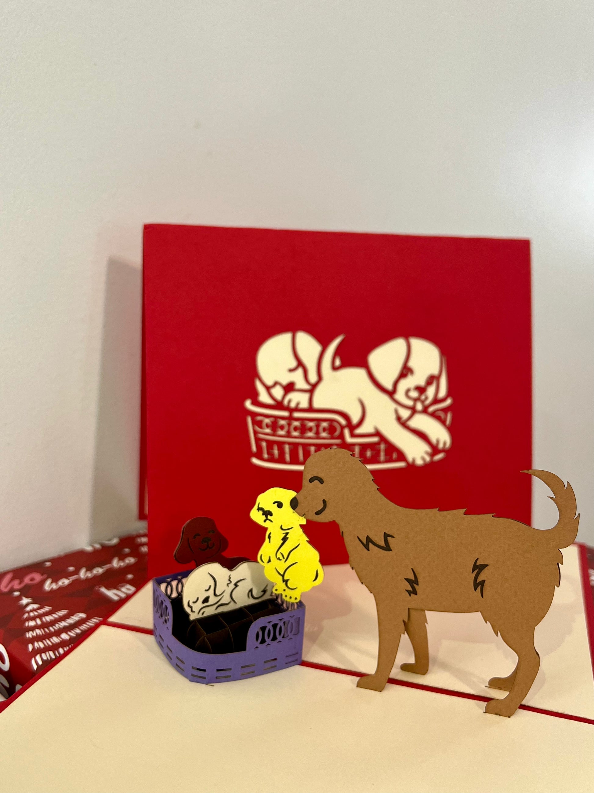 Dog Family popup card - inside and outside
