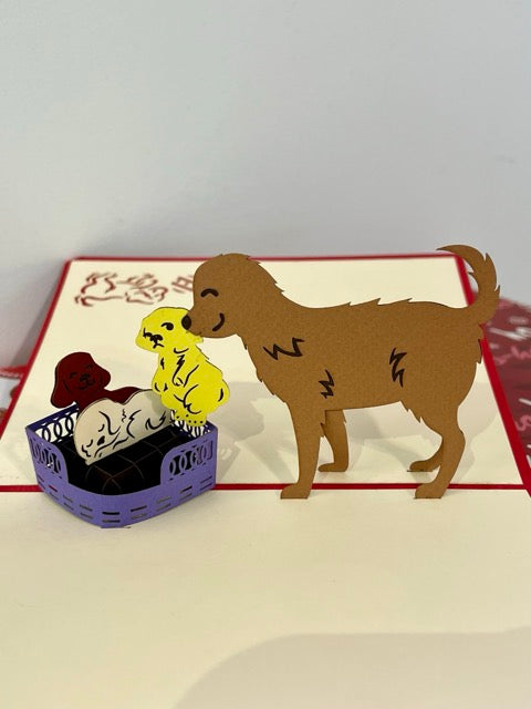Handmade card with dog family