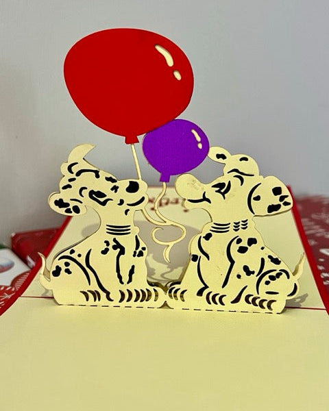 Birthday card - Dogs and Balloons