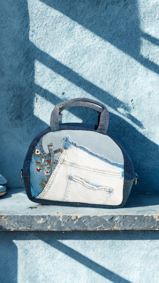 Upcycled denim dome bag for ladies Auckland