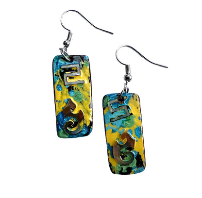 Unique lacquer earrings for sensitive ears made from coconut shell with hook is surgical stainless steel