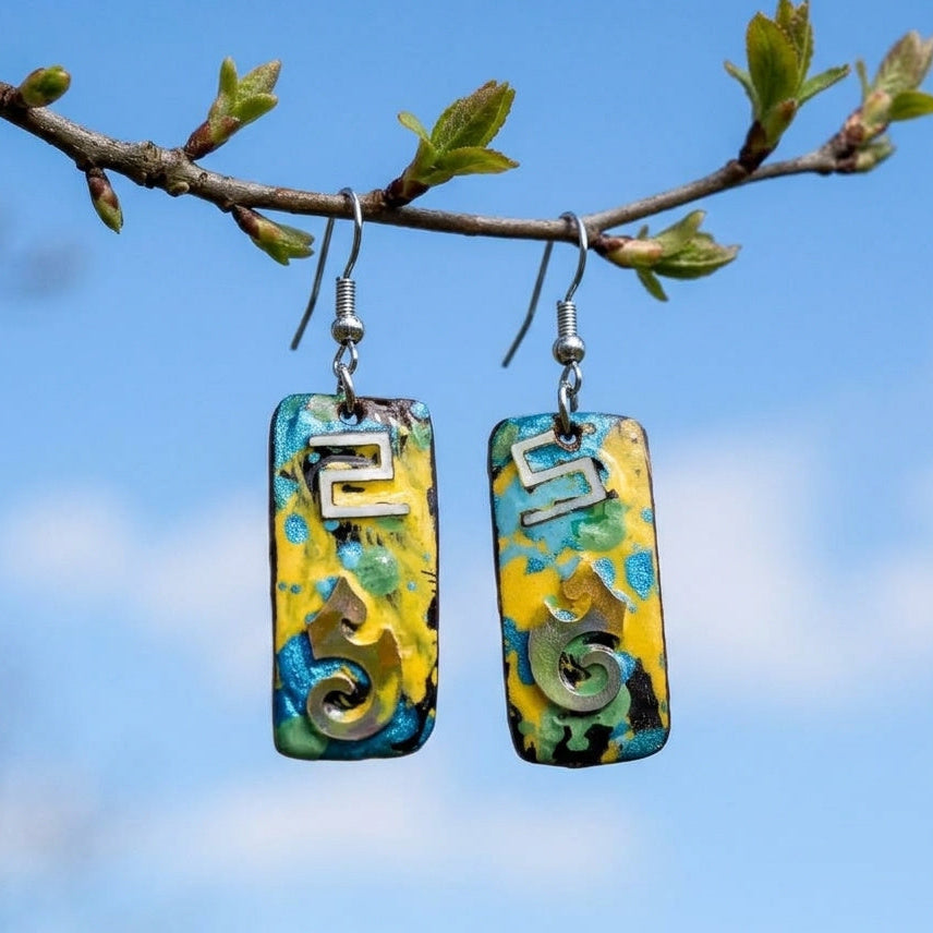 Statement earrings for lady made from coconut shell