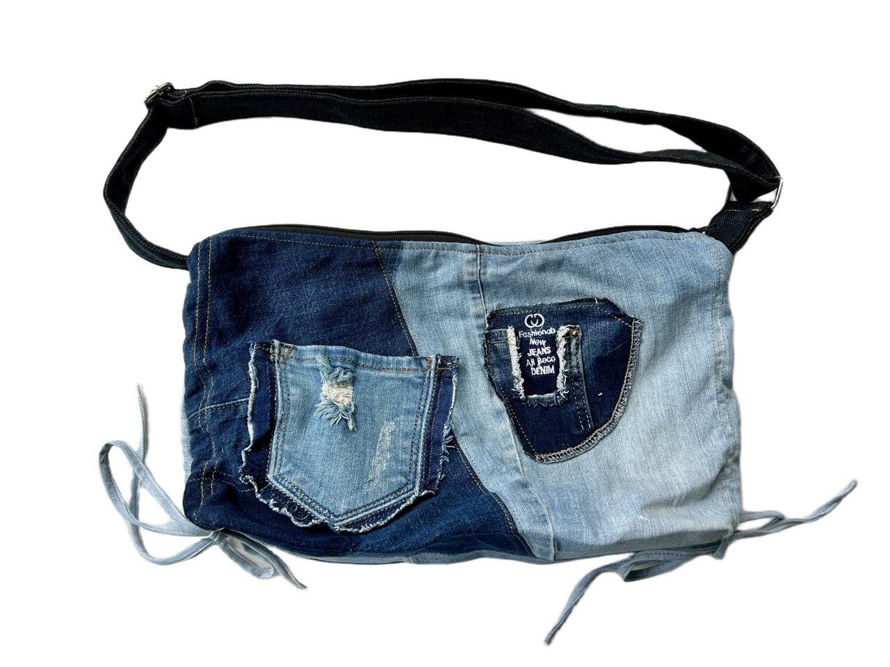 One-of-a-kind upcycled denim crossbody bag 3B - Women's denim bag online New Zealand