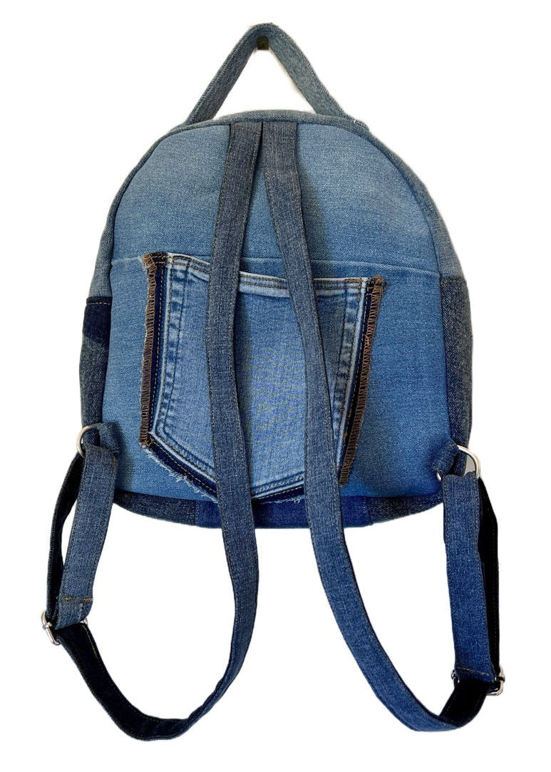 One-of-a-kind backpack made from upcycled denim Auckland - unisex backpack