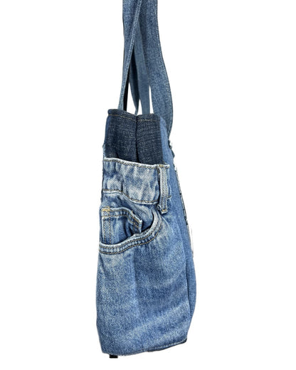 Denim Jacket Zippered Tote Bag