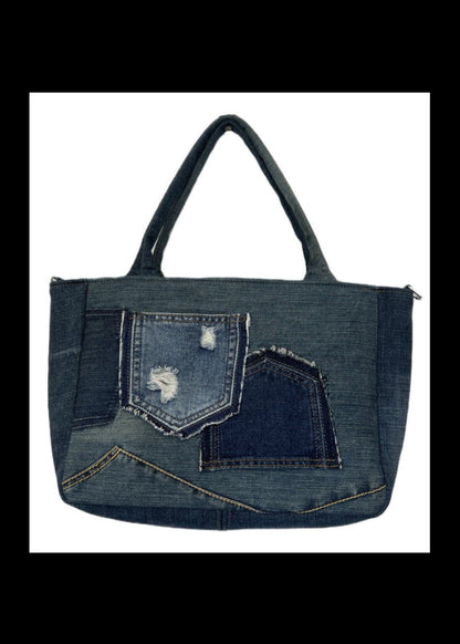 Medium denim tote bag handmade Auckland for women