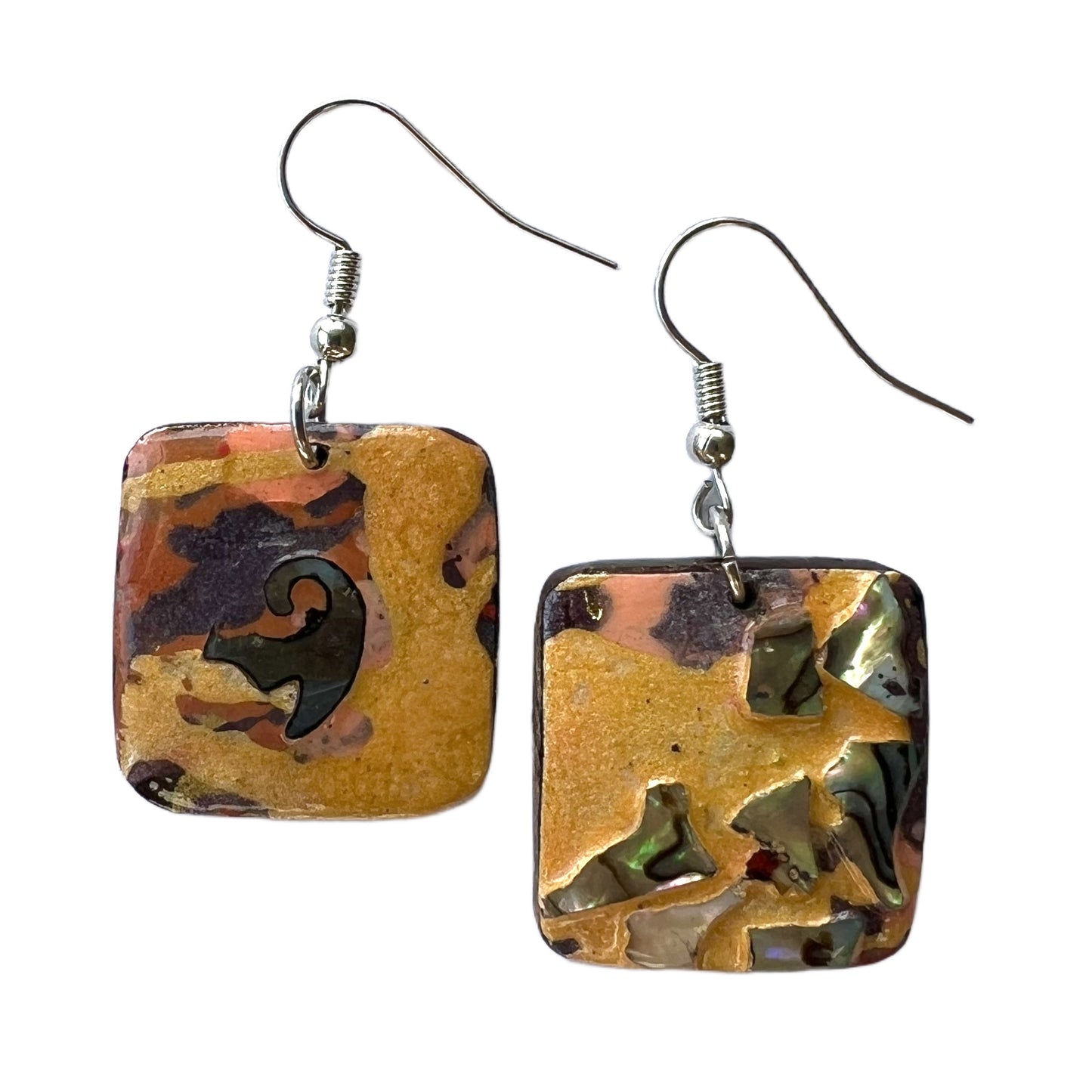 Square yellow earrings unique gift for women NZ convergence