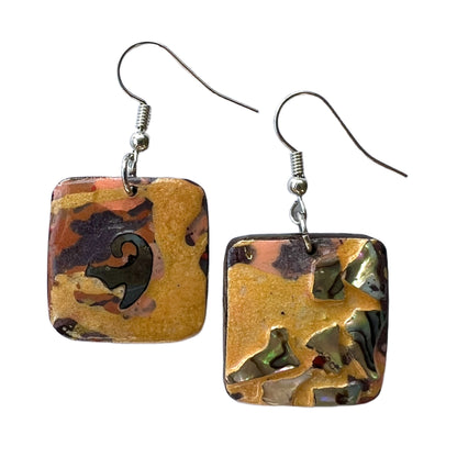 Square yellow earrings unique gift for women NZ convergence