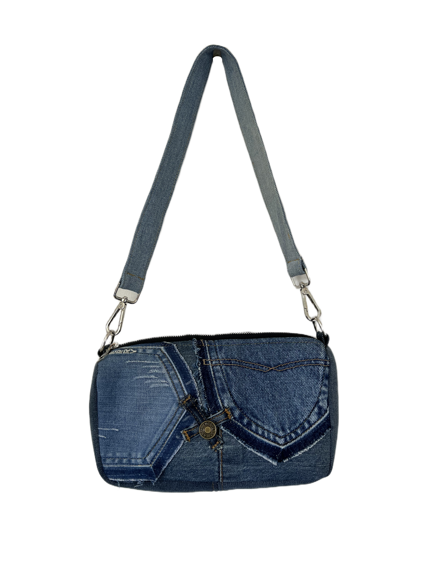 One-of-a-kind denim shoulder bag - Front 