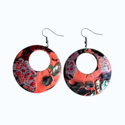 Unique hoop lacquer earrings made from coconut shell NZ online Nova 05