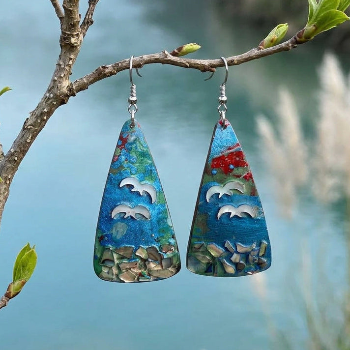 Unique handcraft earrings in a triangular shape NZ online sell