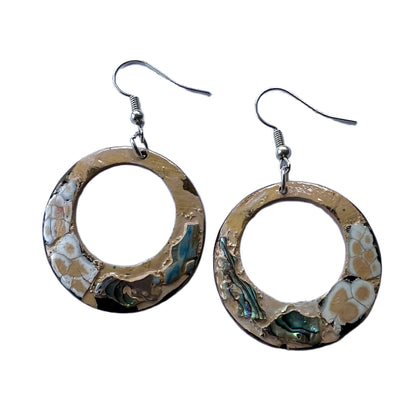 Earrings made from coconut shell New Zealand Mist 01