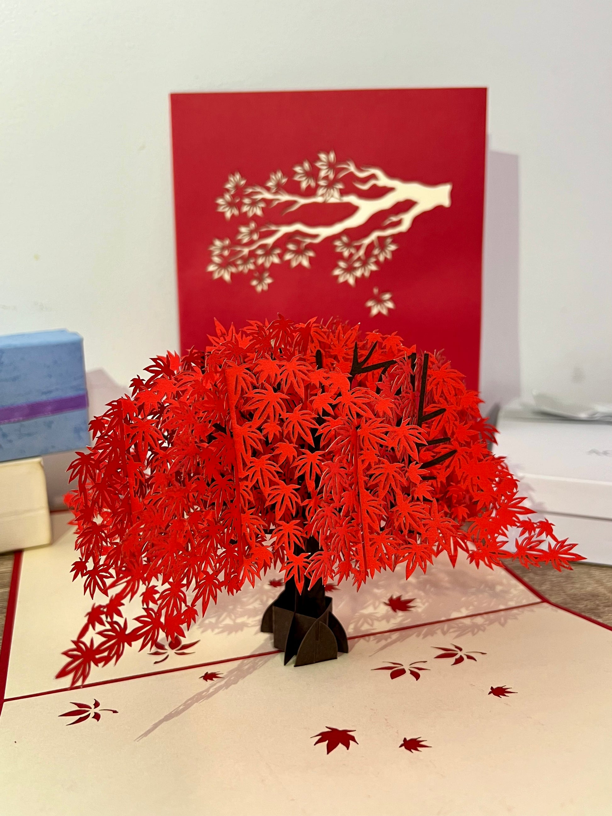 Maple tree 3D card - inside and outside