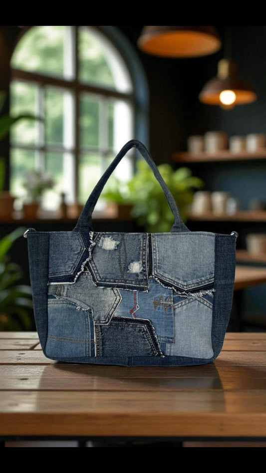 Medium denim tote bag handmade Auckland