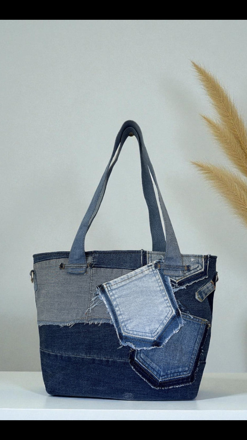 Medium denim handmade bag online