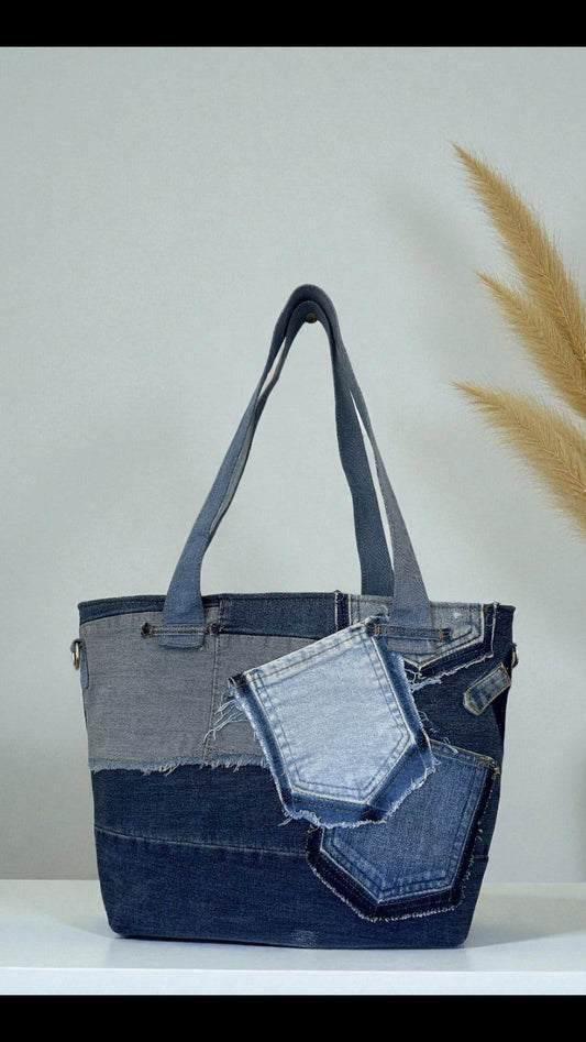 Medium denim handmade bag online