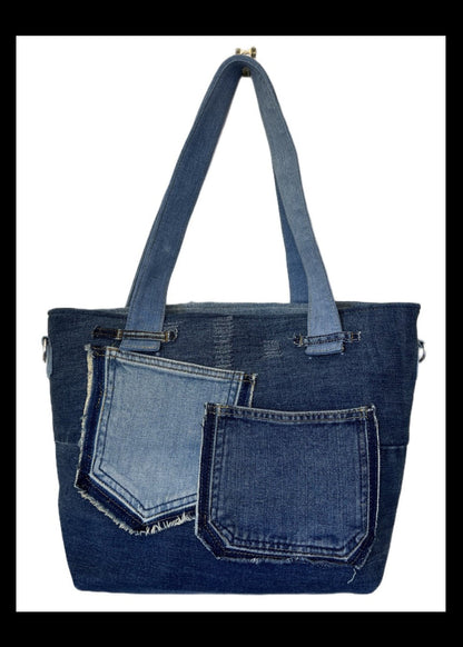 Medium denim handmade bag for women online
