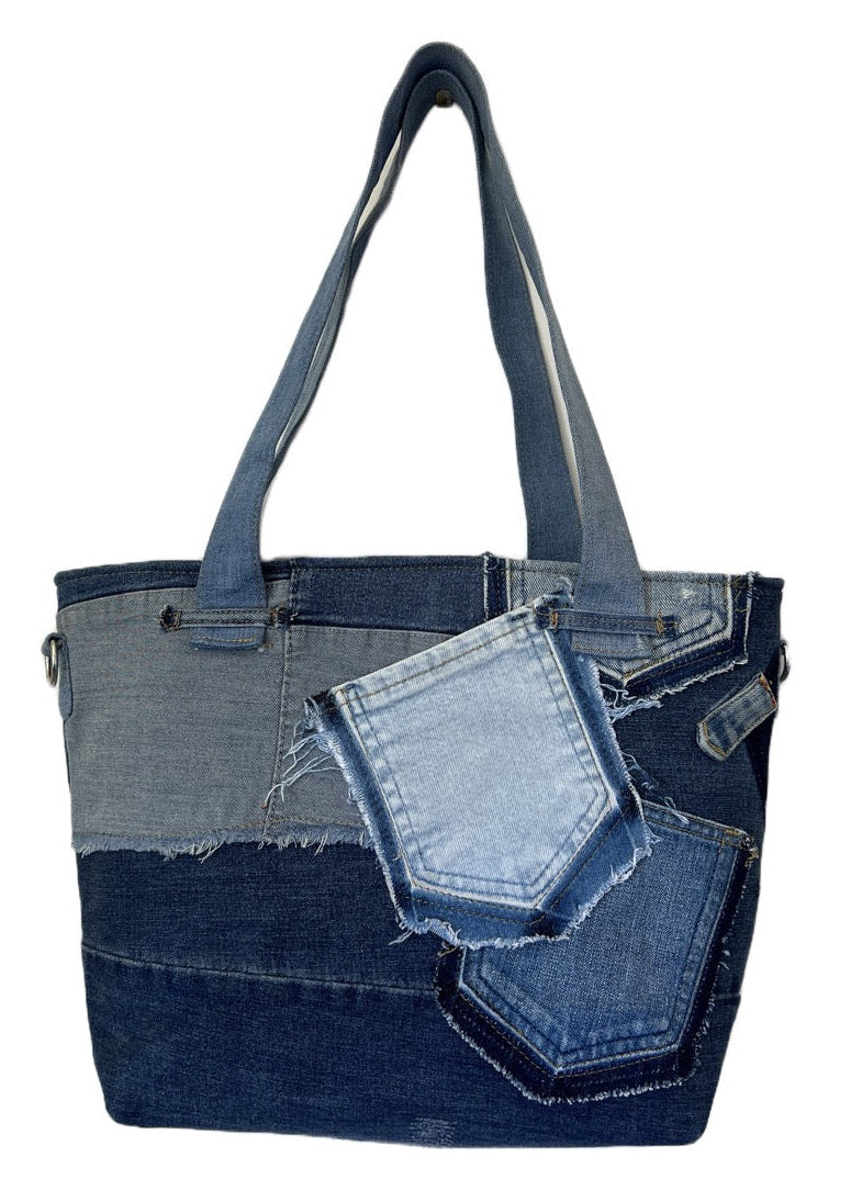 Medium denim handmade bag for ladies online Auckland