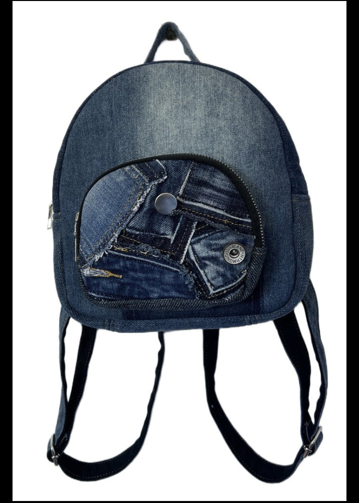 Handmade mini backpack NZ made from upcycled denum - Unisex backpack