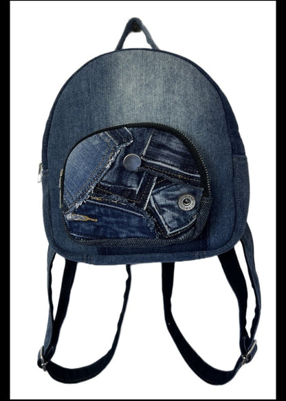 Handmade mini backpack NZ made from upcycled denum - Unisex backpack