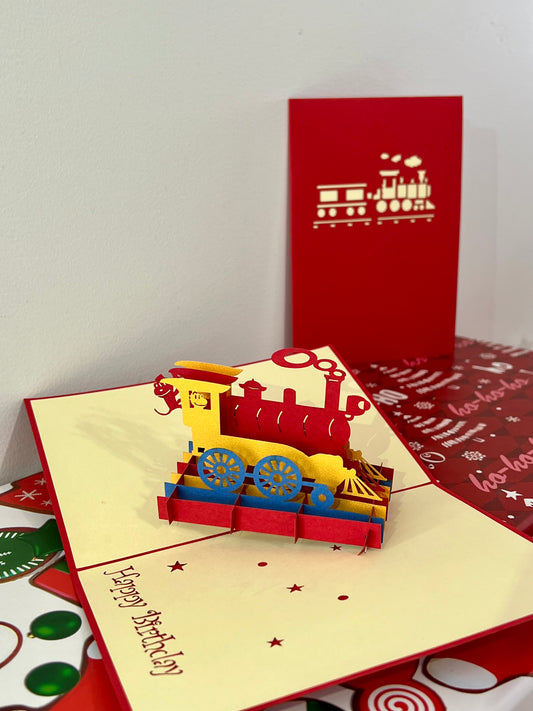 Monkey train 3D card - inside and outside