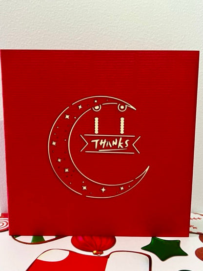 Handcraft thank you card with moon