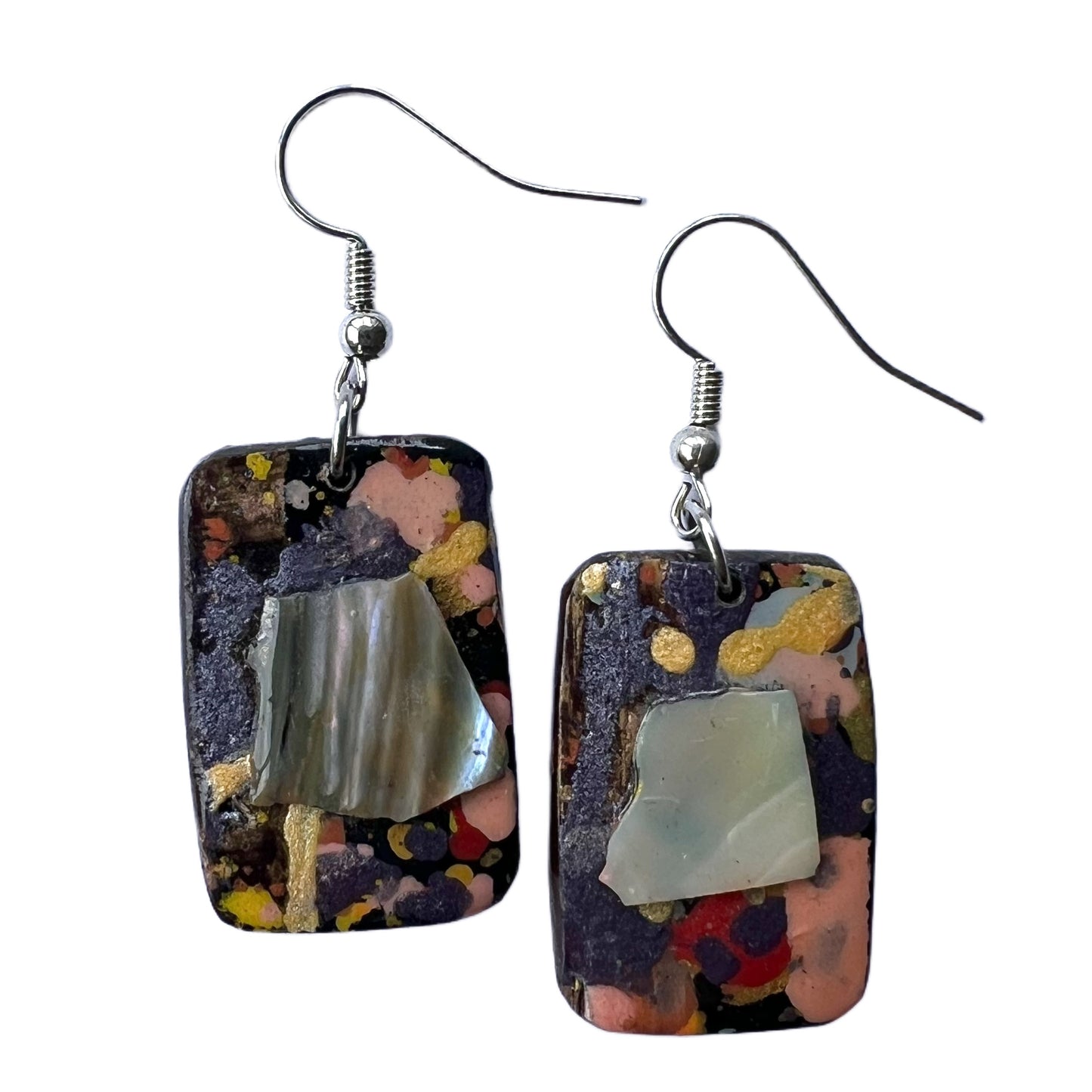 Rectangle-shaped lacquer earrings for women NZ online ether 03