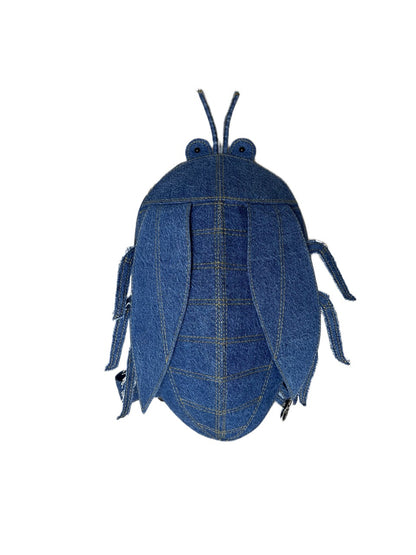 3D cicada backpack made from upcycled denim, available only at Cuty New Zealand