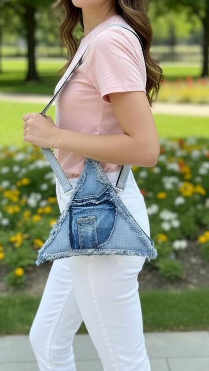 Unique handmade triangle bag made from upcycled for women Online NZ